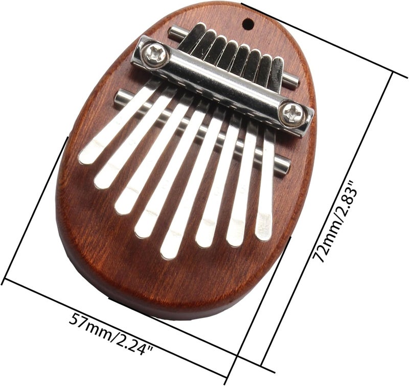 Uenhoy Mini Wood Kalimba Thumb Piano 8 Keys Finger Thumb Piano Musical Instruments, Portable Wooden Mbira Finger Piano for Piano Beginners, Oval - Image 3